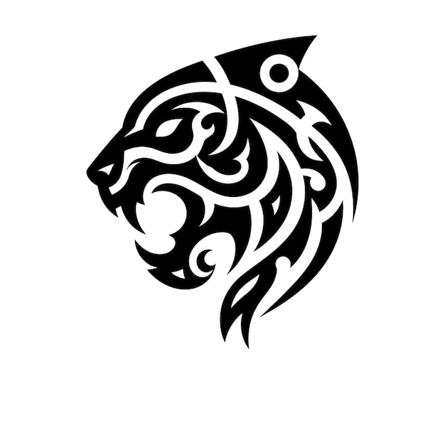 lion tiger cheetah panther modern tribal tattoo abstract line art of animals contour Vector