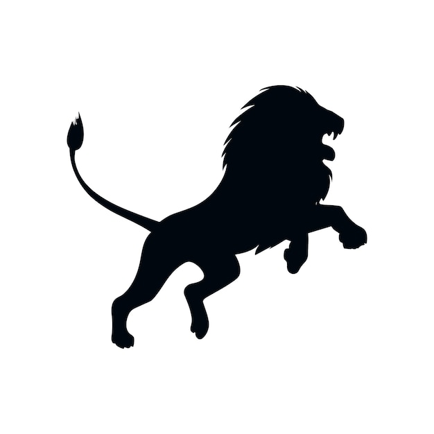 lion vector silhouette on isolated white background