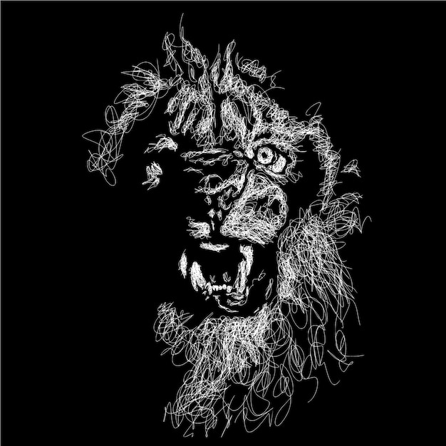 Lion vector sketch illustration scribble art