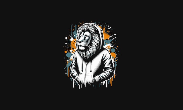 lion wearing hoodie vector illustration artwork design