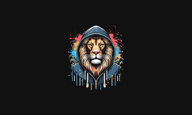 lion wearing hoodie vector illustration artwork design