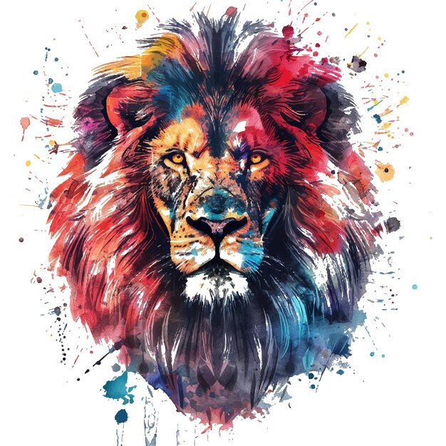 Vector a lion with a blue and red colors on it