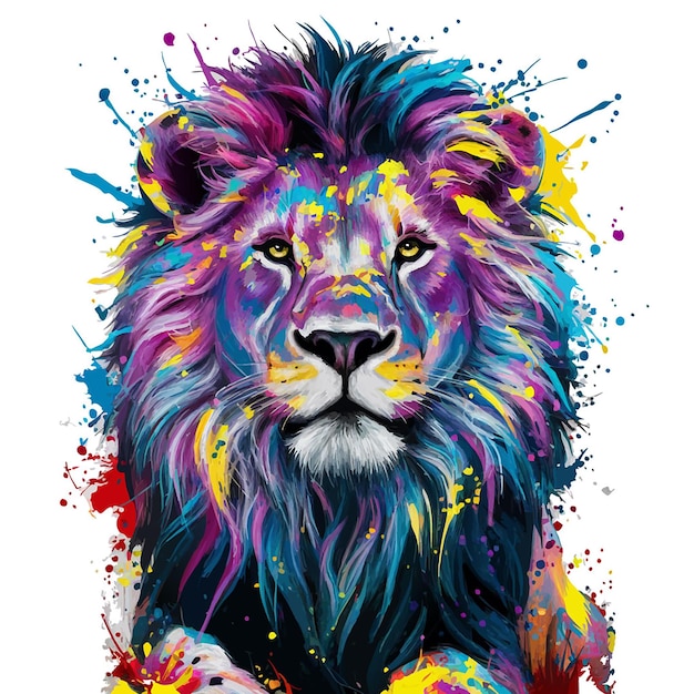 a lion with a colorful mane and a colorful mane