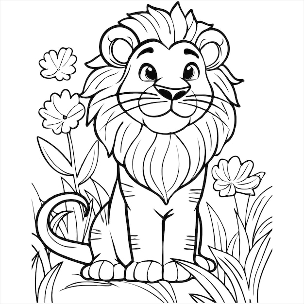 a lion with a crown on its head sits in the grass