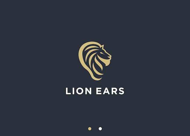 lion with ears logo design vector silhouette illustration