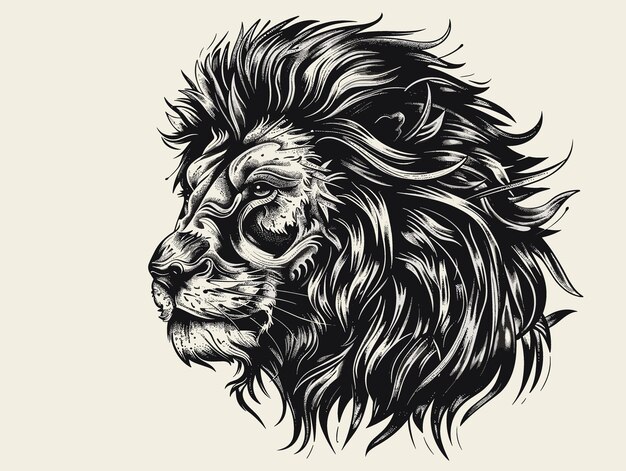 Vector a lion with a mane is the main focus of the image