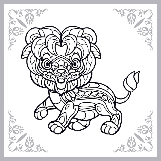 Lion zentangle arts isolated on white background