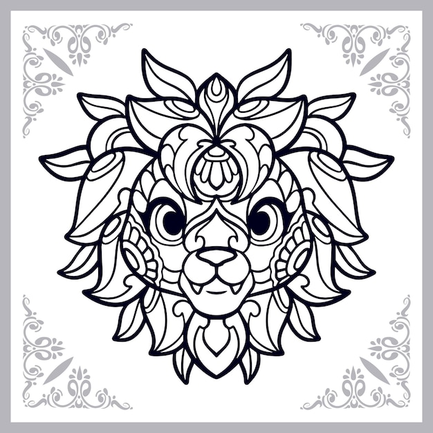 Lion zentangle arts isolated on white background