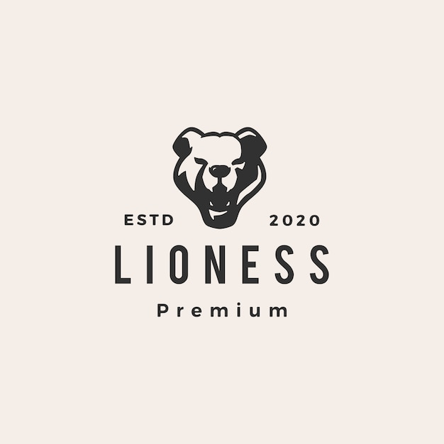 Lioness hipster vintage logo icon illustration