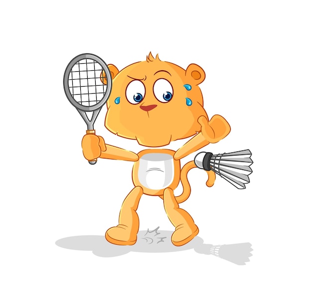 Lioness playing badminton illustration character vector