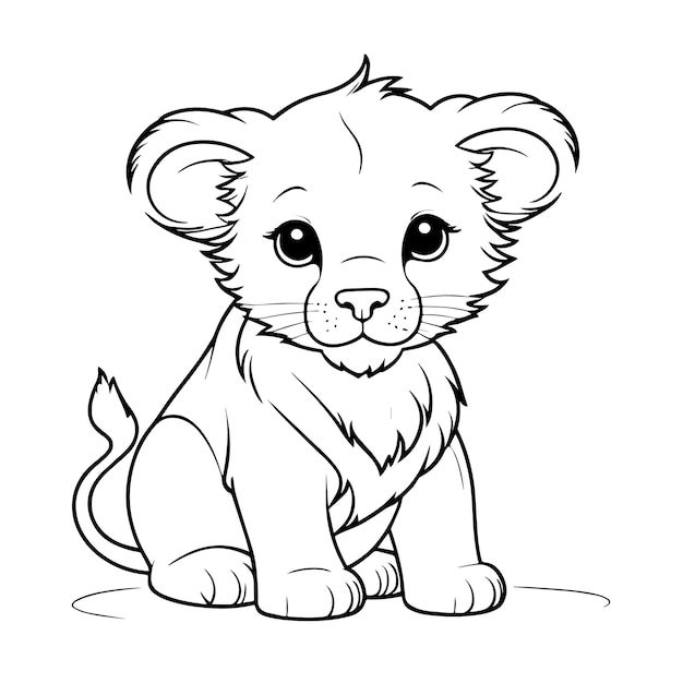 lionlion puppu cubs line art vector illustration