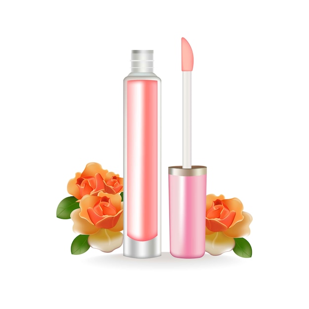 Vector lip gloss vector realistic. 3d package. beauty cosmetics container product