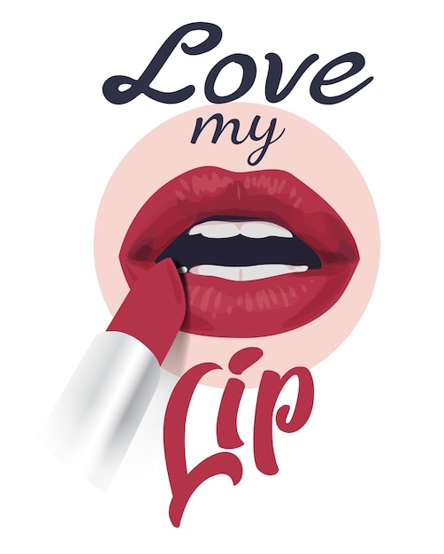 Vector lip illustration with slogan 