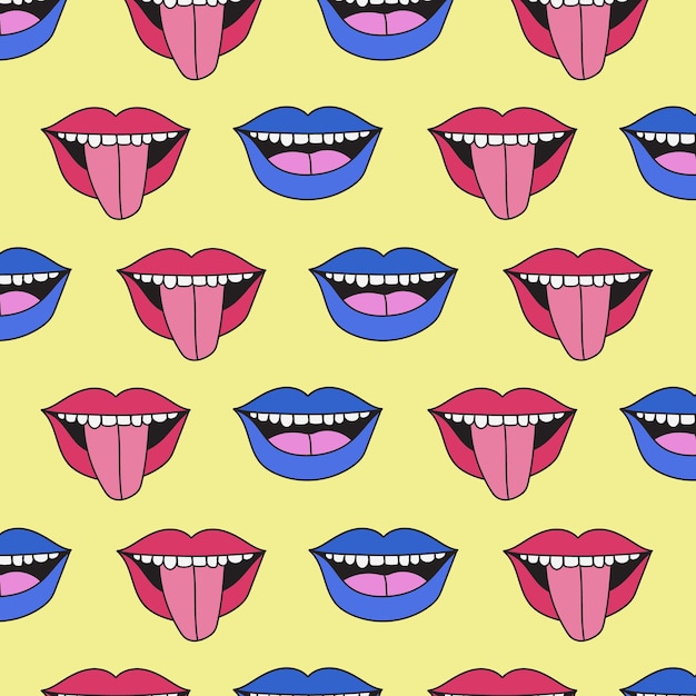 lip mouth pop art pattern design