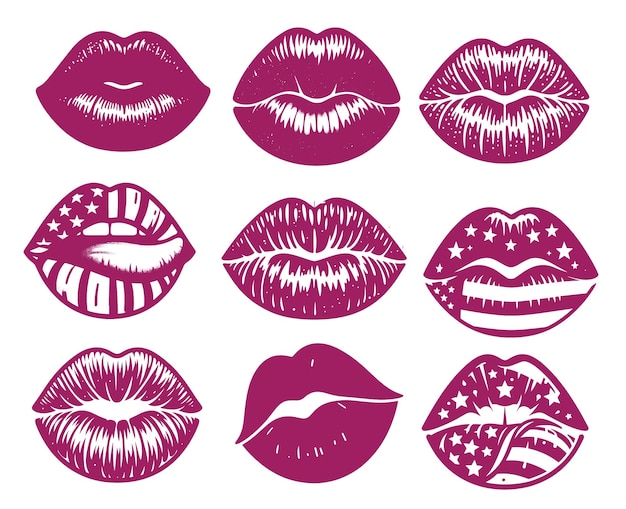 Vector lip silhouettes bundle