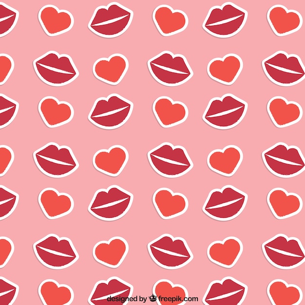 Lips and hearts pattern