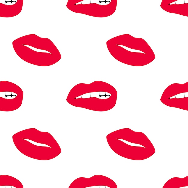 Lips imprints seamless pattern isolated on white background