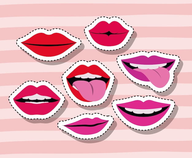 Lips and mouth sticker set 