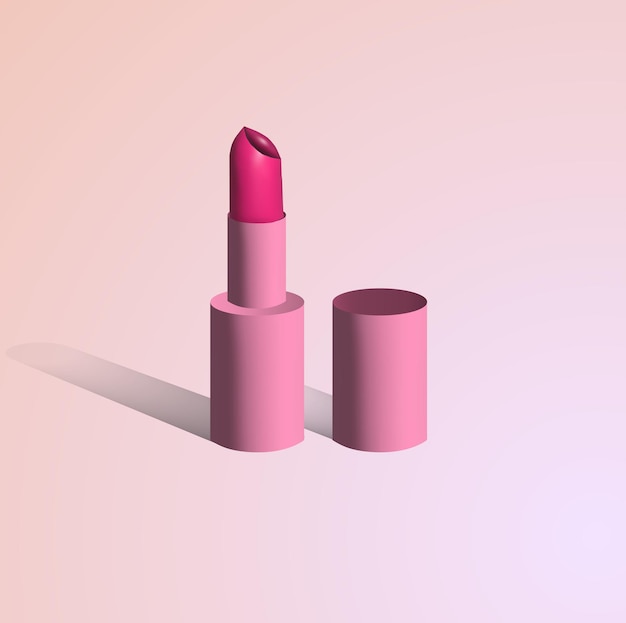 Vector lipstick 3d icon pink red lipstick 3d icon