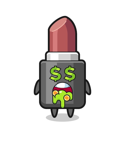 Lipstick character with an expression of crazy about money