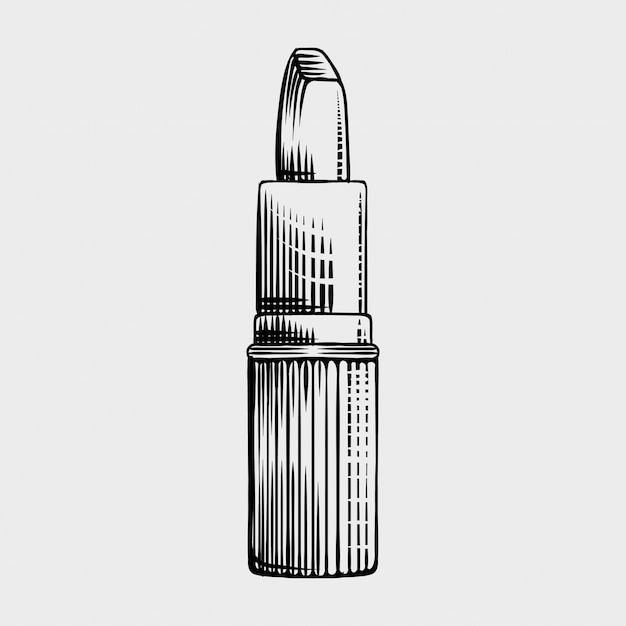 Lipstick  engraving style illustration