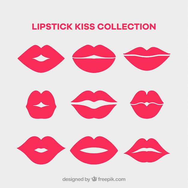 Lipstick kisses collection with different gestures