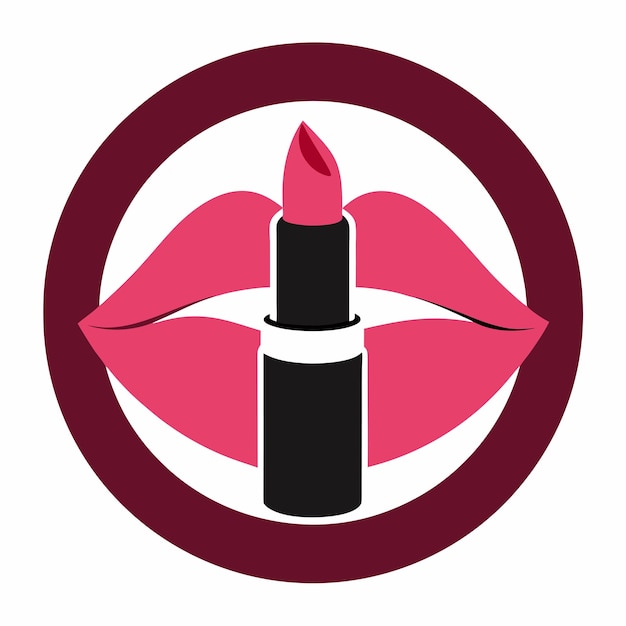 Vector lipstick logo design vector art and illustration