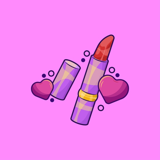 Vector lipstick make up illustration in cartoon style