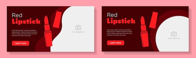 Lipstick store online banner template set fashion makeup products advertisement horizontal ad