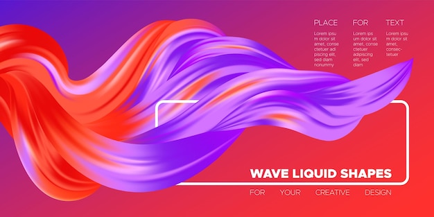 Vector liquid curved shapes abstract flow background design