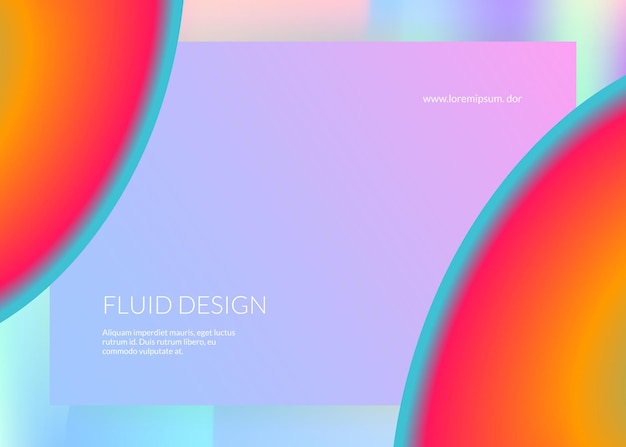 Liquid fluid. Vivid gradient mesh. Minimalist interface, ui design. Holographic 3d backdrop with modern trendy blend. Liquid fluid with dynamic elements and shapes. Landing page.