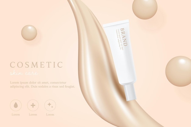 Liquid foundation and cosmetics product ads template