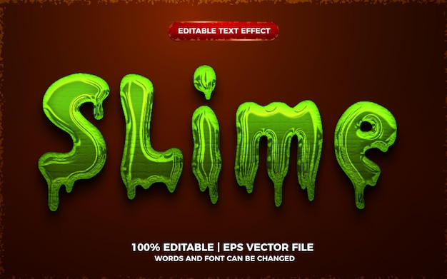 Vector liquid green slime 3d editable text effect