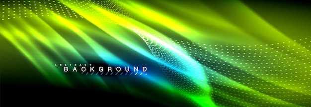 Liquid neon flowing waves glowing light lines background