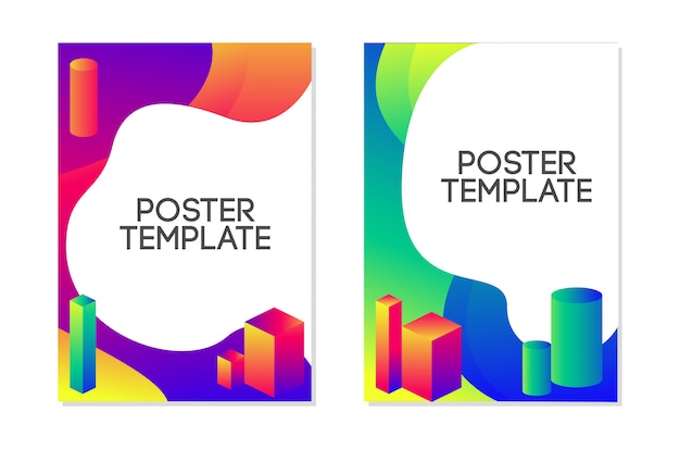 Liquid poster template design set. liquid trendy style