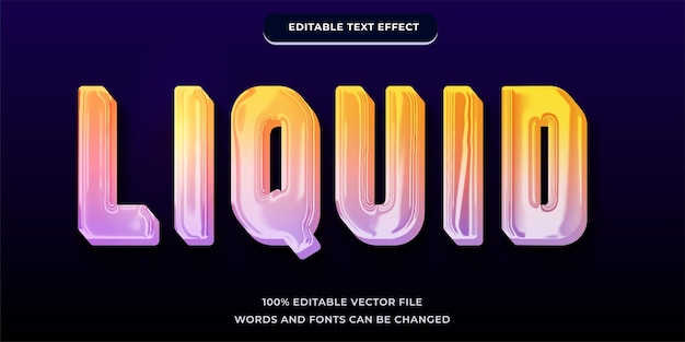 liquid text effect, editable gradient text modern and blue yellow font style