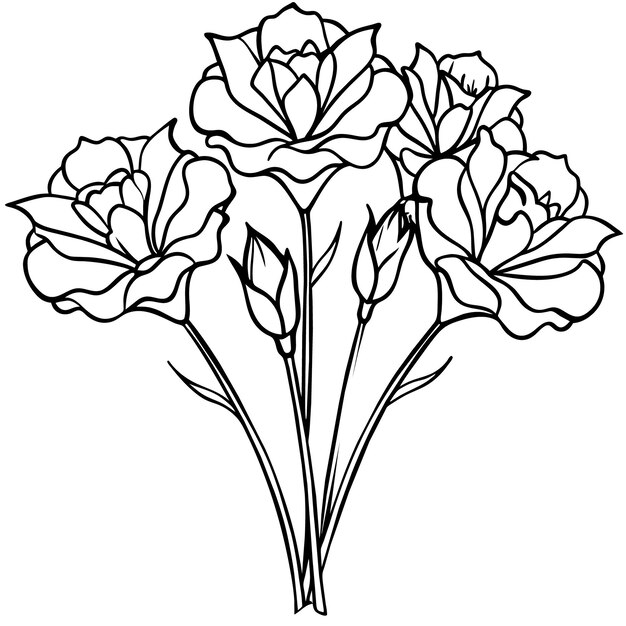 Lisianthus flower outline illustration coloring book page design