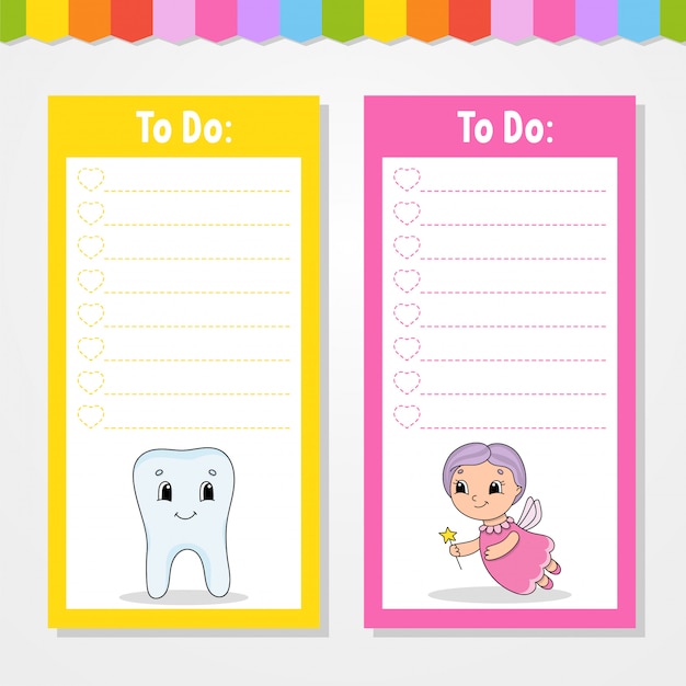 To do list for kids. Empty template. The rectangular shape. Isolated color vector illustration.