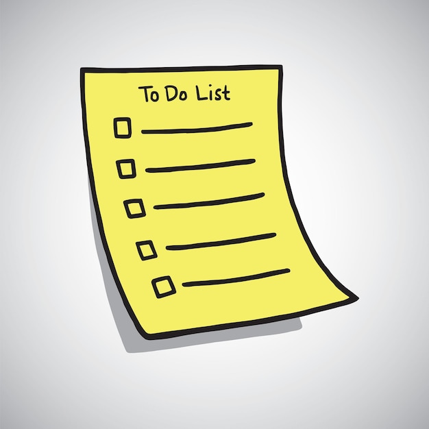 To Do List Paper Checklist Hand Drawn Doodle Vector Illustration