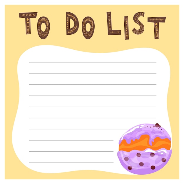 To do list set of to do lists with cute dessert donut illustrations for agenda planners check lists