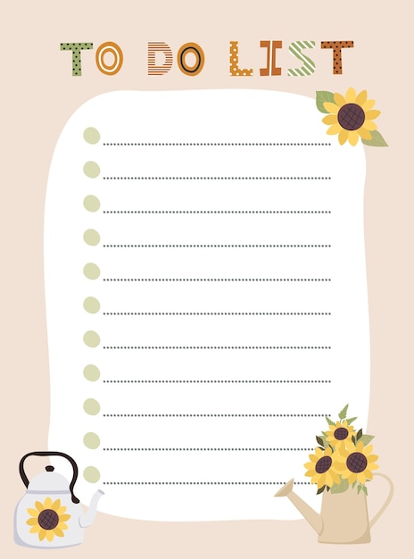 To do list template Vector illustration with autumn elements for planner Cute and trendy