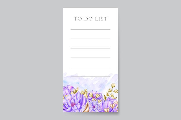 To do list template with watercolor flowers