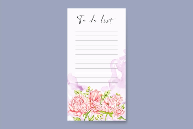 To do list template with watercolor flowers