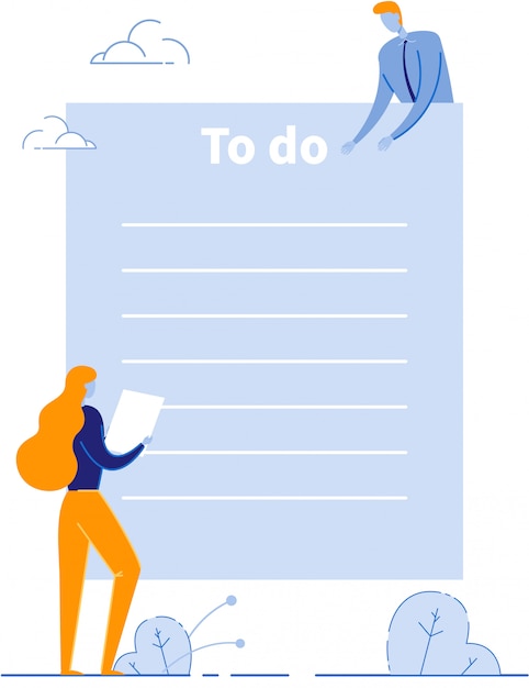 To Do List with Coworkers Planning Daily Schedule