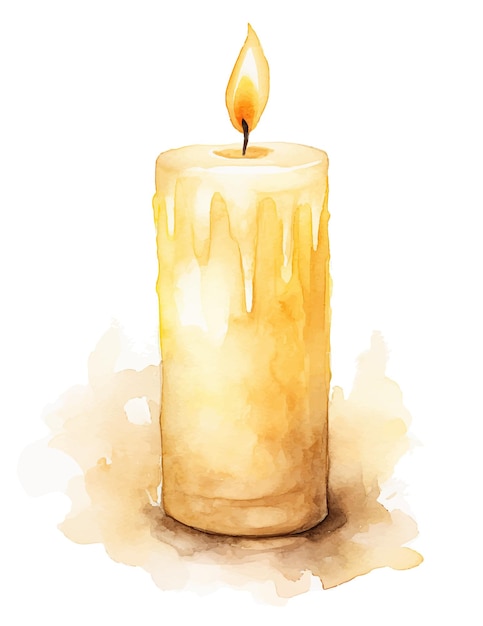 Vector a lit candle with a flame on it