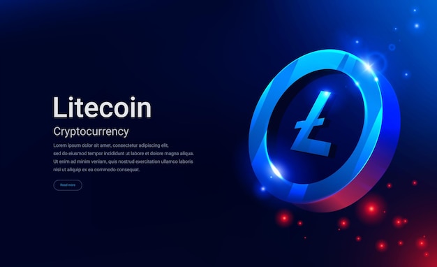 Litecoin or LTC banner web. Altcoin cryptocurrency. Blockchain technology. Vector illustartion.