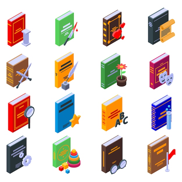 Literary genres icons set