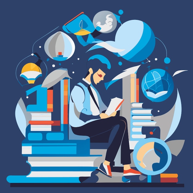 literature and linguistics vector illustration flat 2