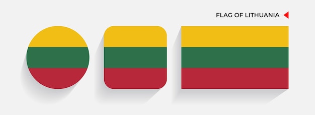 Lithuania Flags arranged in round square and rectangular shapes