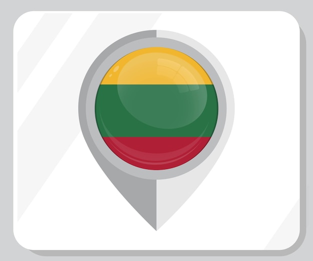 Lithuania Glossy Pin Location Flag Icon